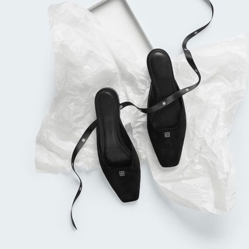 sale* 토템 벨벳 플랫 뮬 슬리퍼 블랙