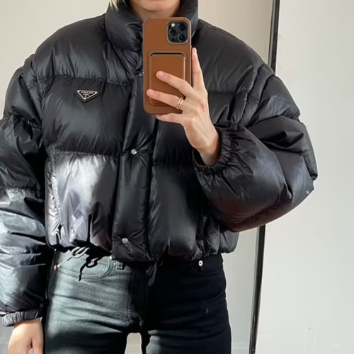 프라다 시레 크롭 패딩 블랙