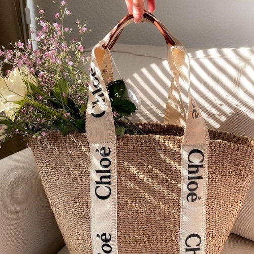 sale* 끌로에 우디 바스켓 라지 라탄백 화이트